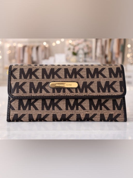 Michael Kors Handbags - Michael Kors MK Logo Continental   Wallet Brown Black